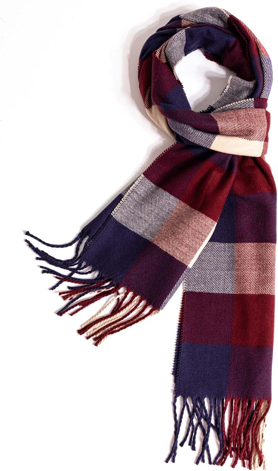 Heritage plaid scarf in burgundy and navy