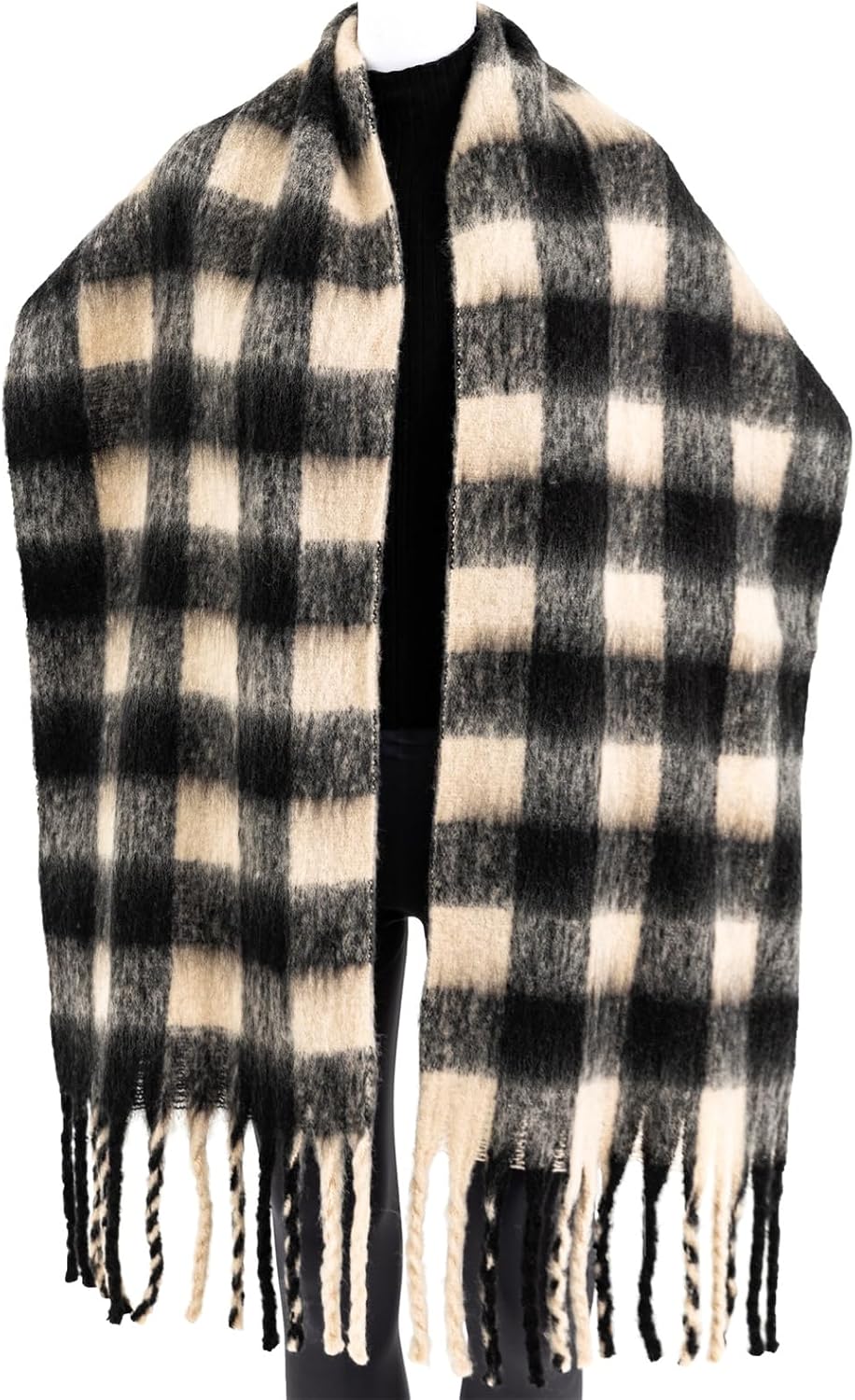 Classic plaid wrap styled on a mannequin